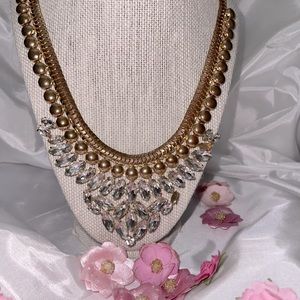 Swarovski Crystal and Gold Statement Bib Necklace